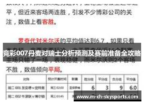 竞彩007丹麦对瑞士分析预测及赛前准备全攻略